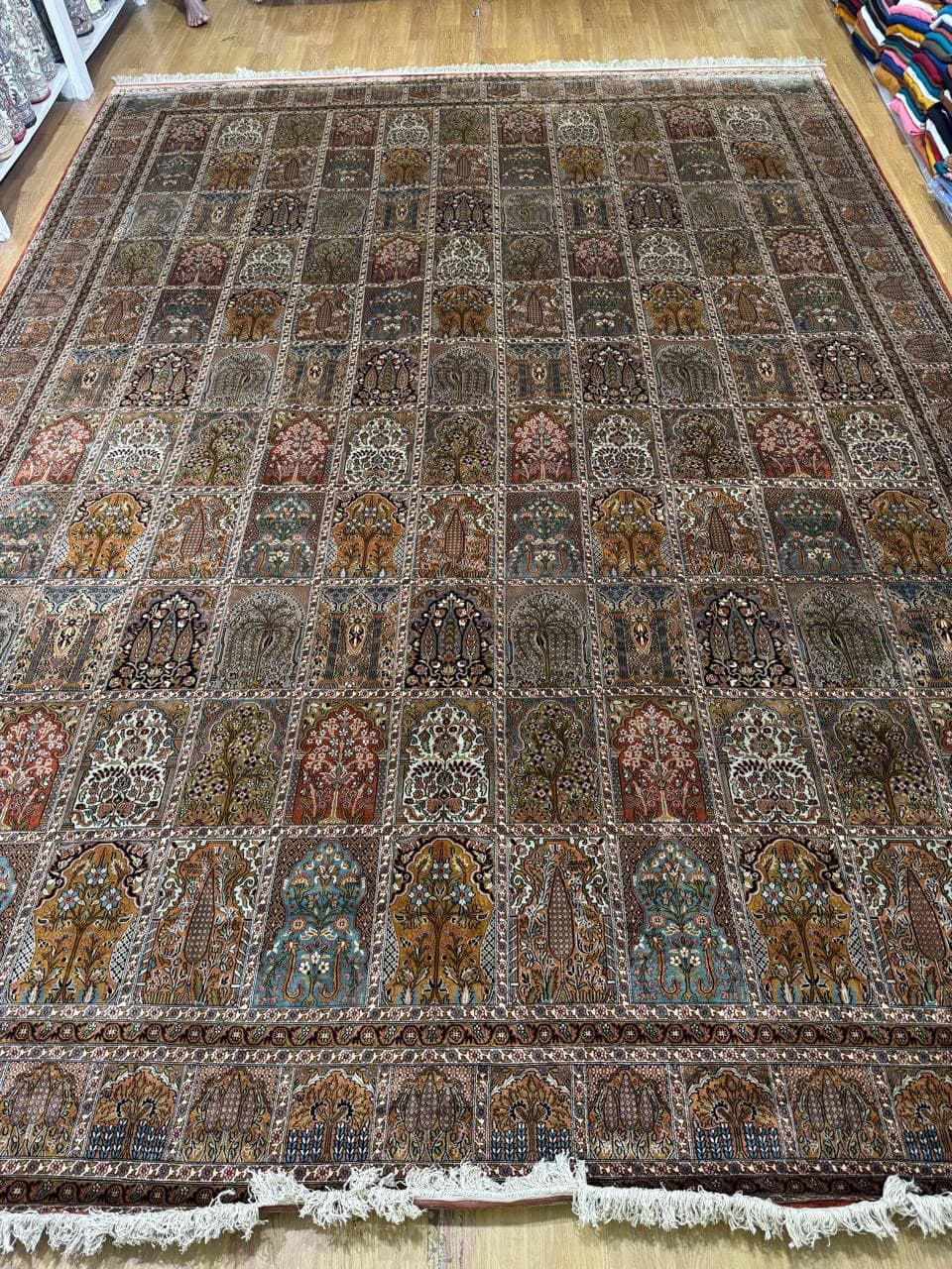 Multi-panel garden silk rug