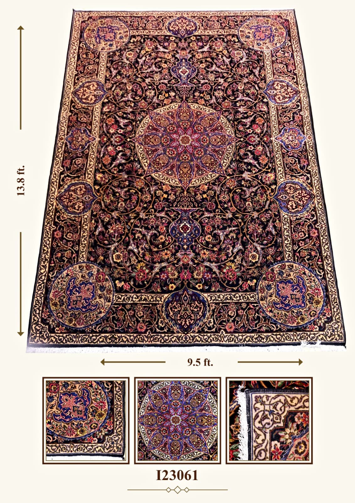 I23061 navy medallion rug