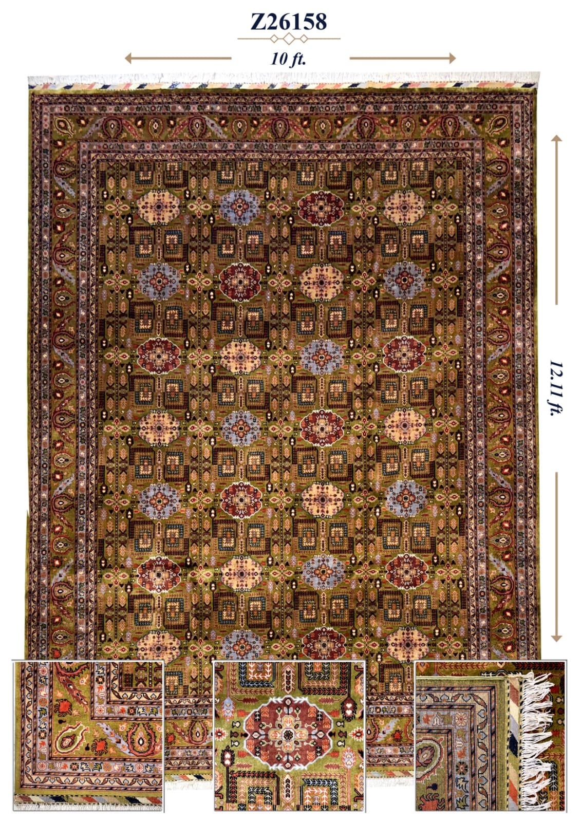 Z26158 olive geometric rug