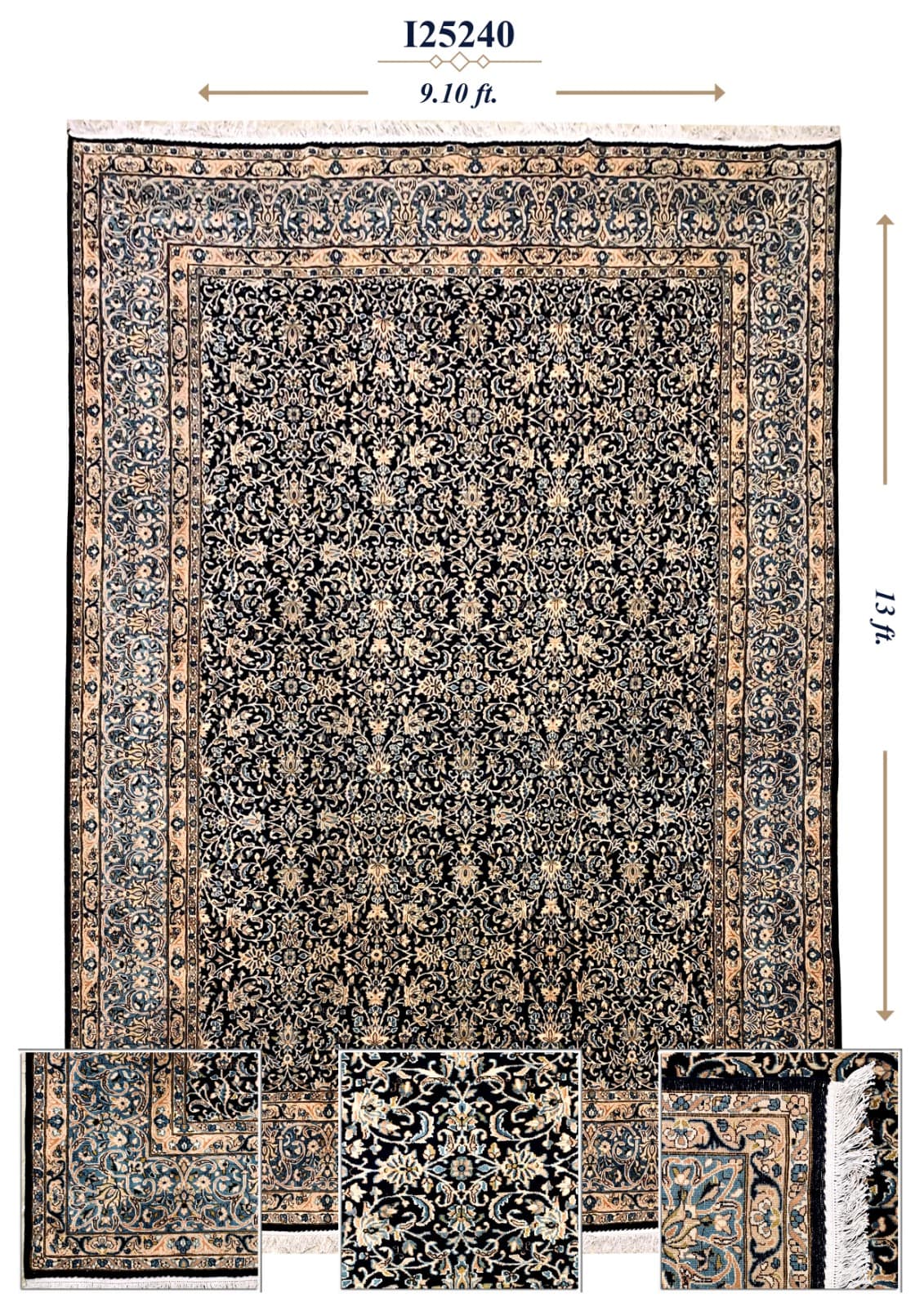 I25240 navy allover-floral rug